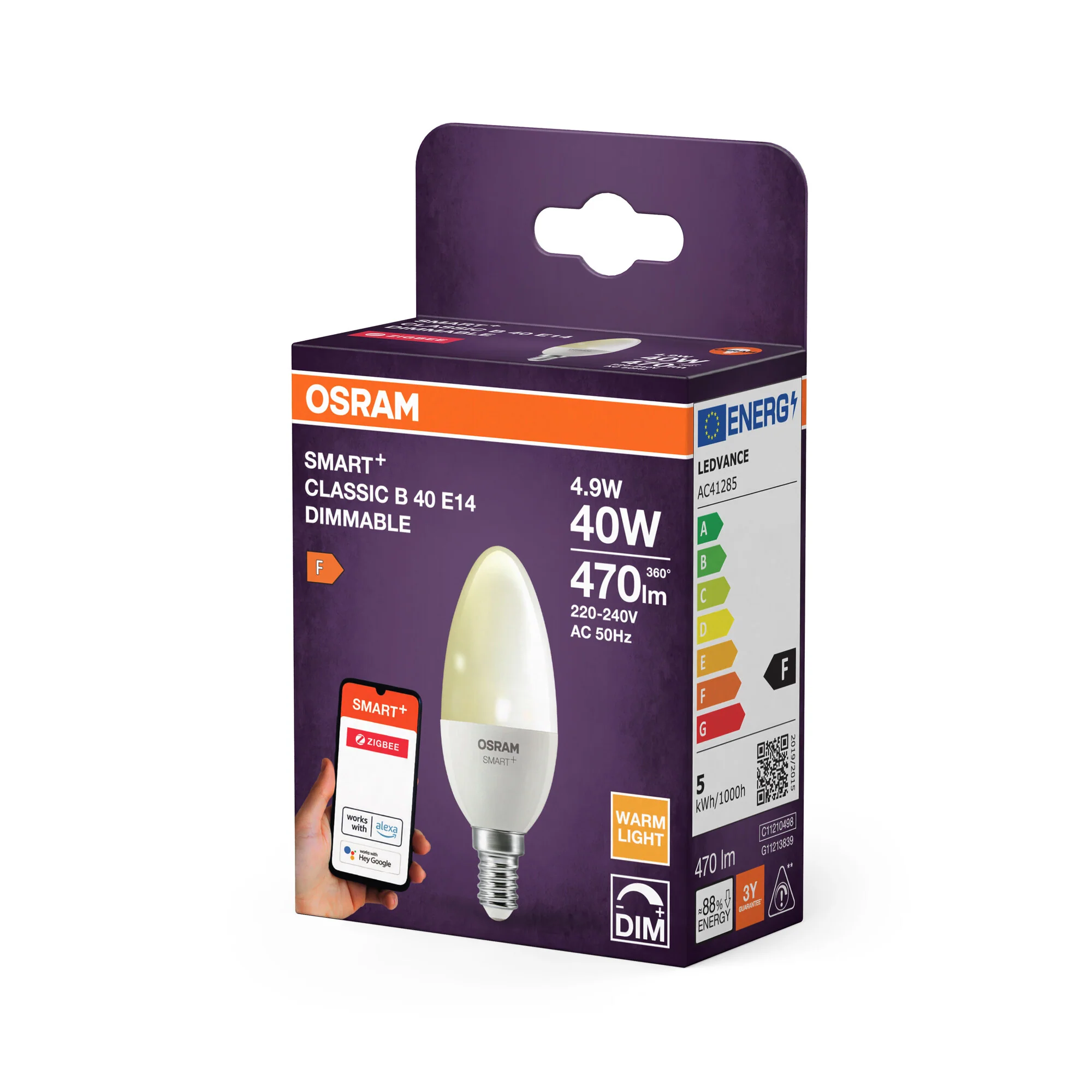 OSRAM SMART LED B40 kronljus E14 4,9W ZigBee dimbar 2700K - Image 3