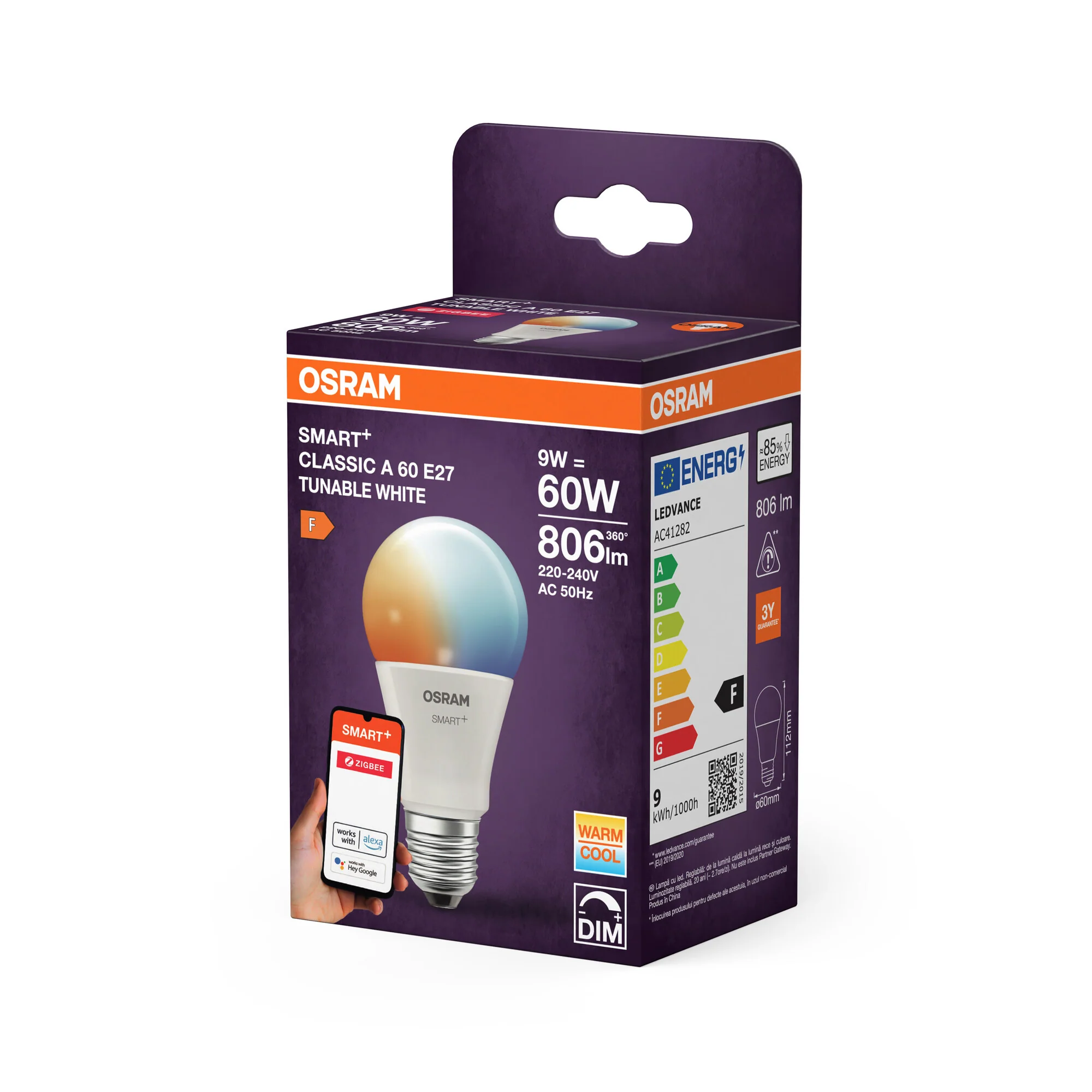 OSRAM SMART LED A60-lampform E27 9W ZigBee Tunable White - Image 3